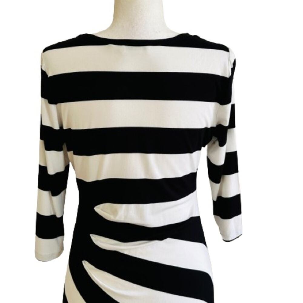 Calvin Klein Dress Black White Stripe 3/4 Sleeve Summer Casual Dress Size 10 NEW - Picture 6 of 13